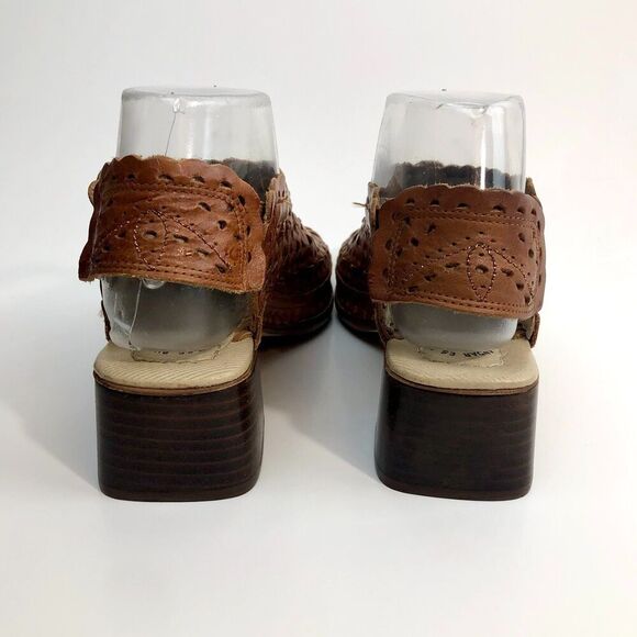 Pikolinos Romana 36 Comfort Shoes Leather Slingback Brandy Chunky Heel - Picture 5 of 7